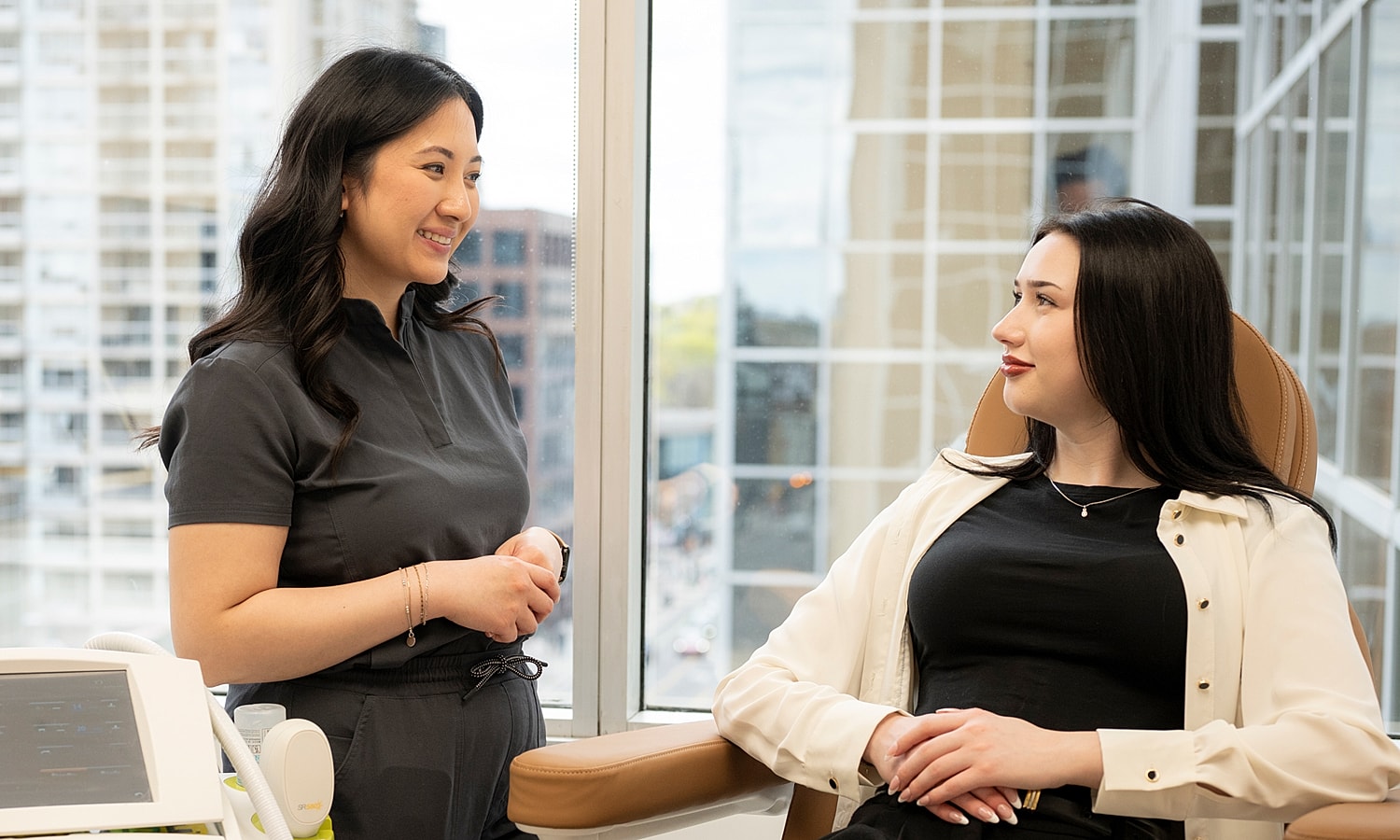 Medical consultation in a skincare clinic.