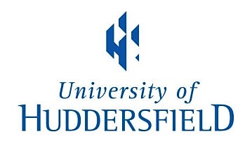 University of Huddersfield logo in blue.