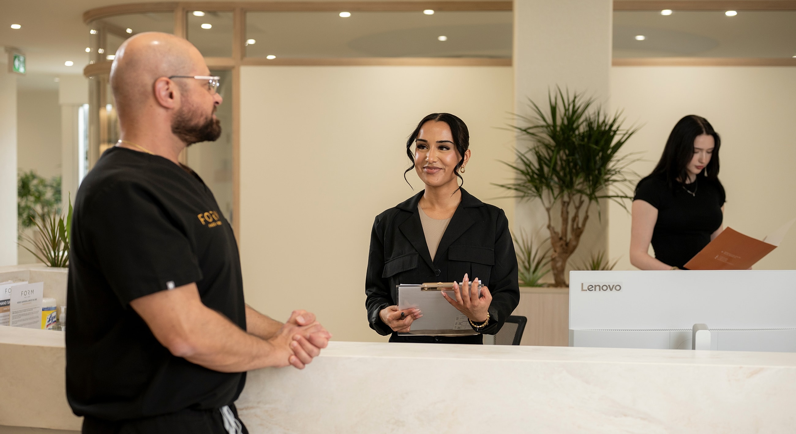Consultation between doctor and patient about treatments.
